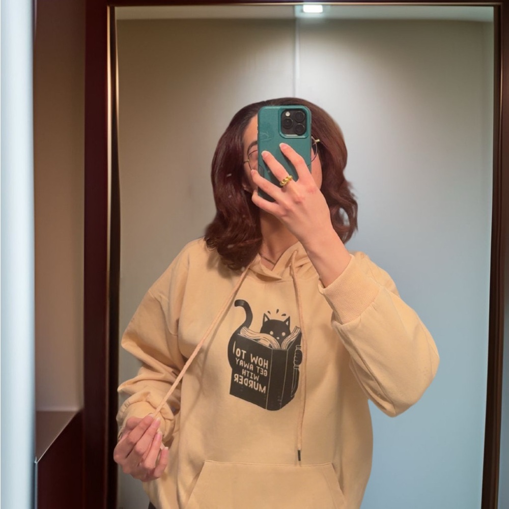 Hoodie with Cat Graphic- Size (S-M) Fits (M-L)